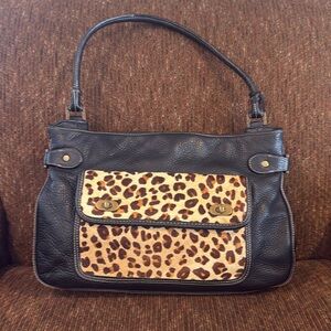 Franco Sarto leather ladies handbag with animal print on the front pocket